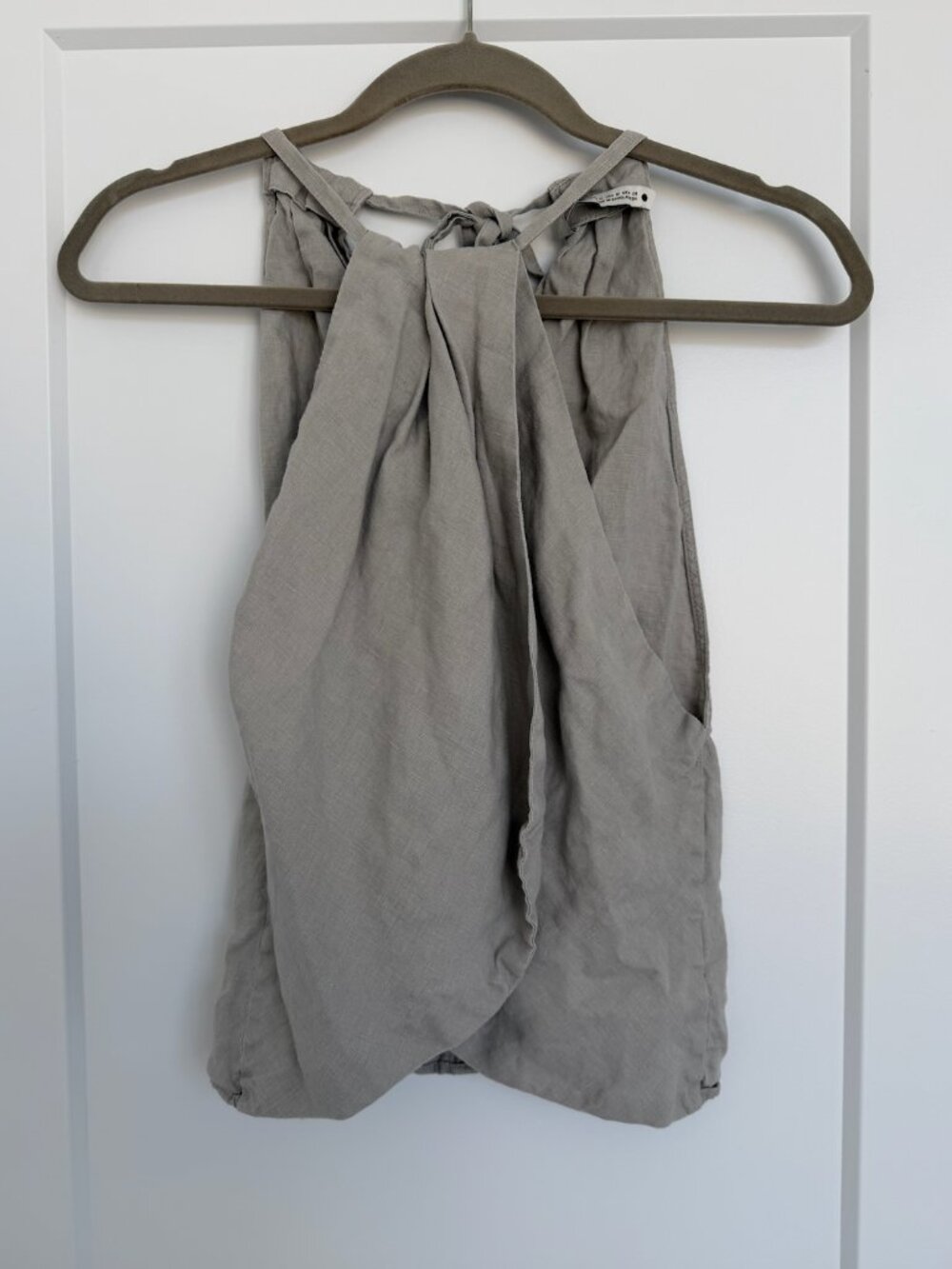 Zara Grey Linen Halter Top